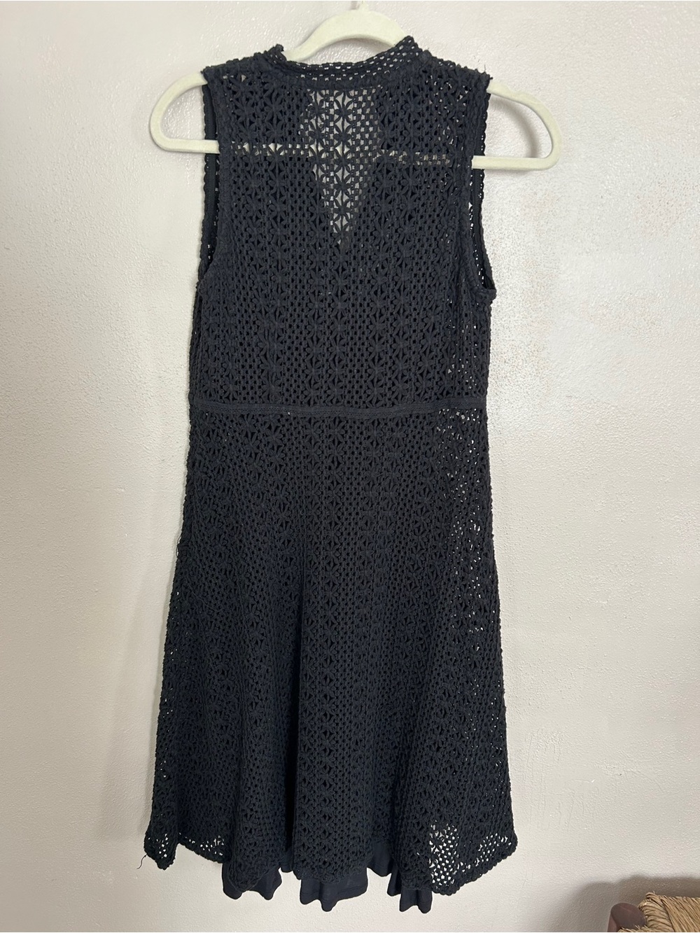 Anthropologie crochet lace evelyn meadow rue Black Midi Dress - Picture 4 of 5